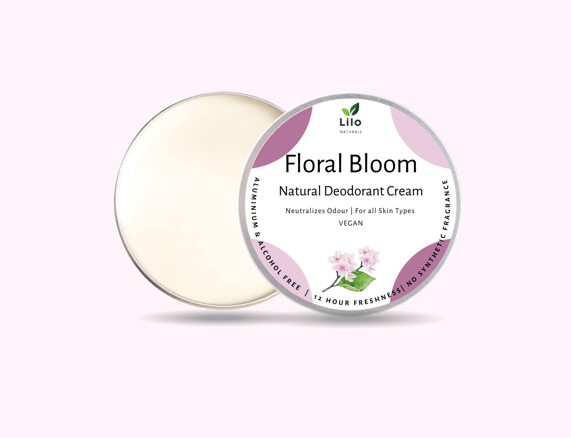 Lilo Naturals Floral Bloom Solid Deodrant | Natural deodrant Cream | Magnesium Hydroxide & Kaolin Clay Neutralize Body Odor | Non-Toxic | No Aluminium | No Parabens | No Synthetic Fragrance